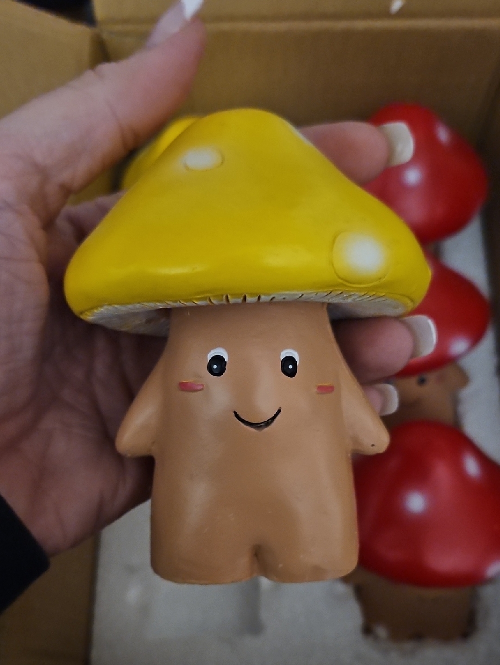 Cute Mushroom Figurine PICK ONE - Yellow OR Red Decorative Accents